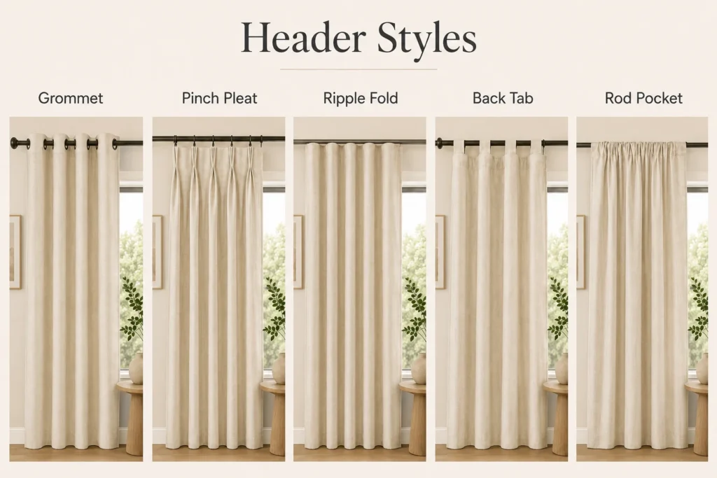 5 types of curtain header style